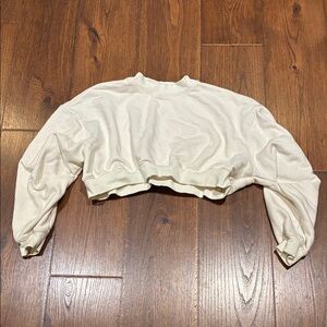 Fabletics Cream Cropped Hoodie